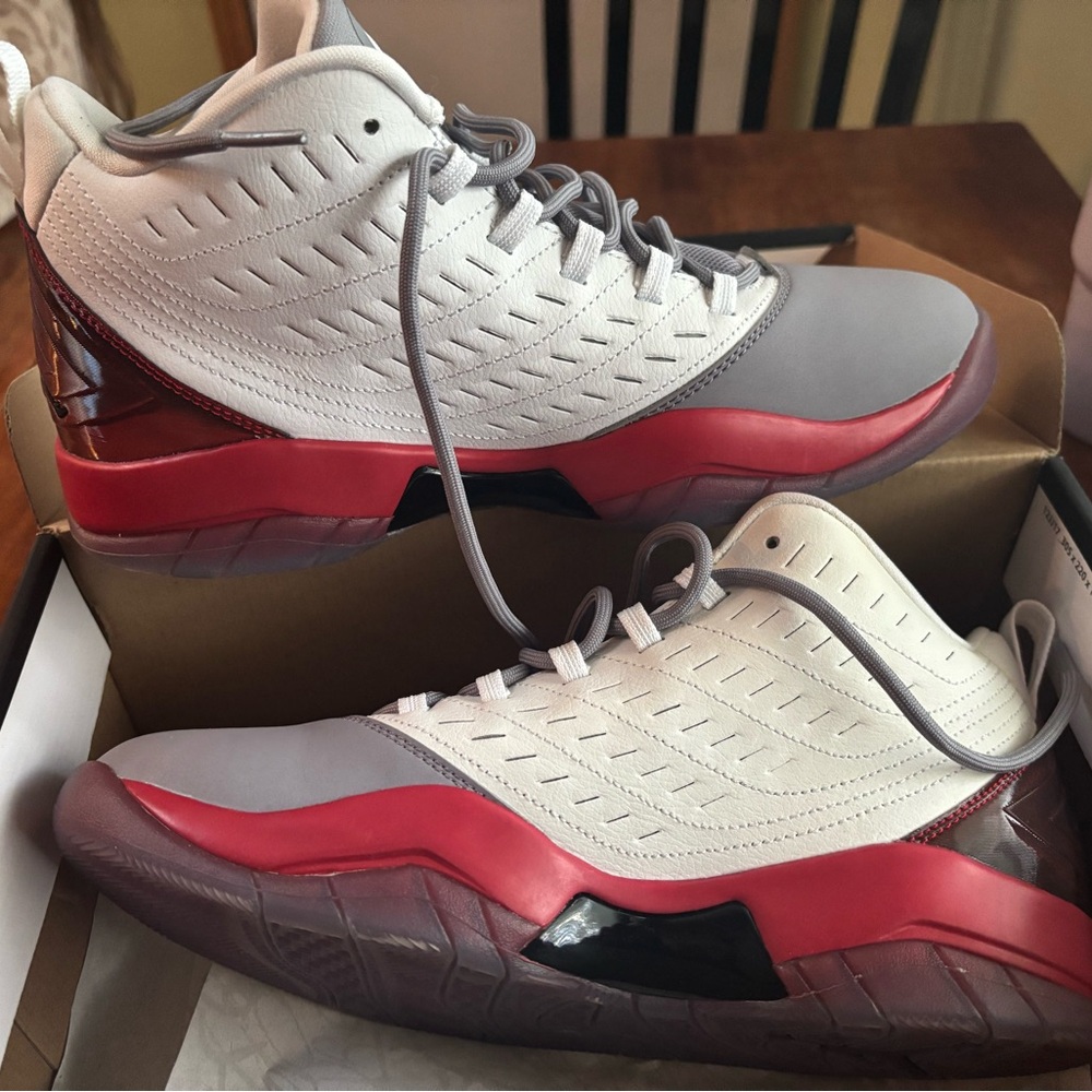 Jordan Velocity White, Black, and Red Sneakers
